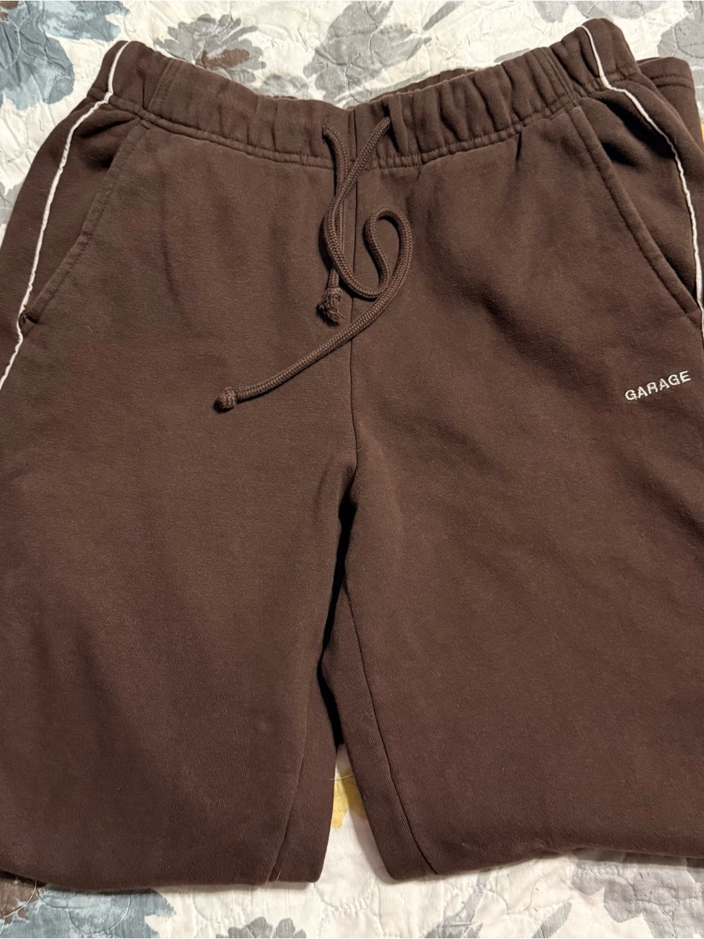 Garage Womenβs Dark Brown Jogger Sweatpants with White Piping
